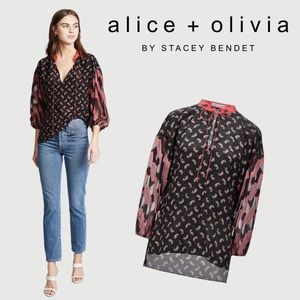 NWT Alice + Olivia Asha Silk Blouse